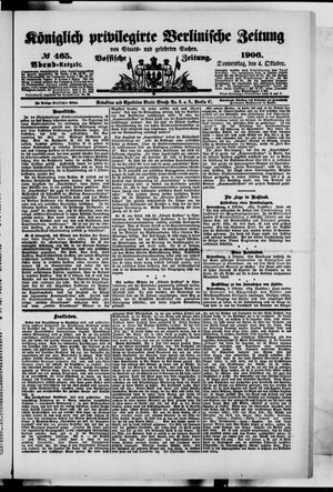 Königlich privilegirte Berlinische Zeitung von Staats- und gelehrten Sachen on Oct 4, 1906