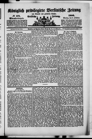 Königlich privilegirte Berlinische Zeitung von Staats- und gelehrten Sachen on Oct 8, 1906