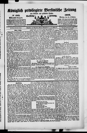 Königlich privilegirte Berlinische Zeitung von Staats- und gelehrten Sachen vom 15.10.1906