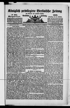 Königlich privilegirte Berlinische Zeitung von Staats- und gelehrten Sachen vom 16.10.1906