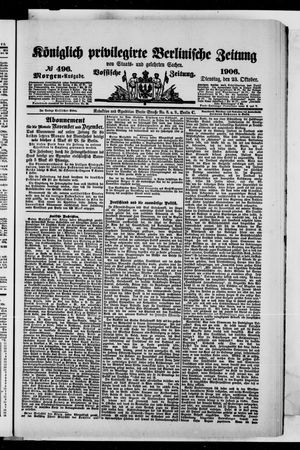Königlich privilegirte Berlinische Zeitung von Staats- und gelehrten Sachen on Oct 23, 1906