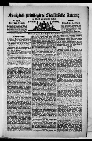 Königlich privilegirte Berlinische Zeitung von Staats- und gelehrten Sachen vom 31.10.1906