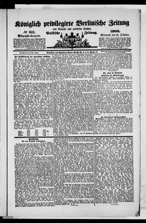 Königlich privilegirte Berlinische Zeitung von Staats- und gelehrten Sachen vom 31.10.1906