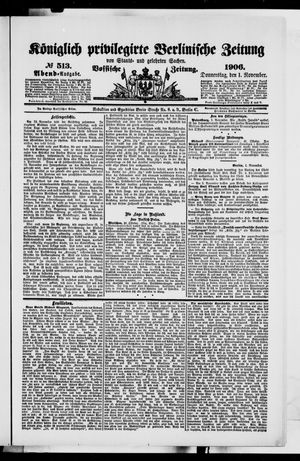 Königlich privilegirte Berlinische Zeitung von Staats- und gelehrten Sachen on Nov 1, 1906