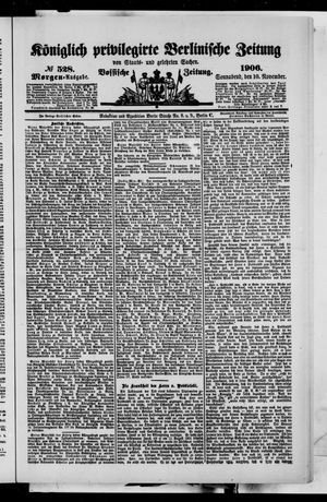 Königlich privilegirte Berlinische Zeitung von Staats- und gelehrten Sachen vom 10.11.1906