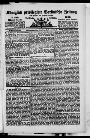 Königlich privilegirte Berlinische Zeitung von Staats- und gelehrten Sachen on Nov 10, 1906