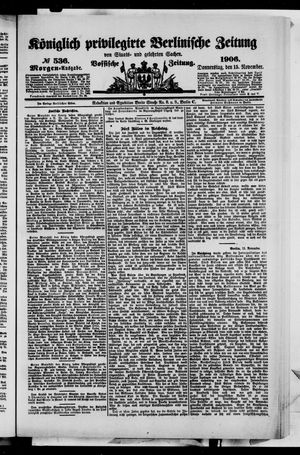 Königlich privilegirte Berlinische Zeitung von Staats- und gelehrten Sachen vom 15.11.1906