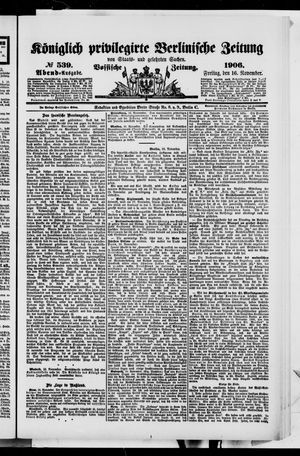 Königlich privilegirte Berlinische Zeitung von Staats- und gelehrten Sachen vom 16.11.1906