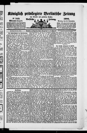 Königlich privilegirte Berlinische Zeitung von Staats- und gelehrten Sachen vom 19.11.1906
