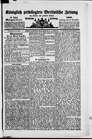 Königlich privilegirte Berlinische Zeitung von Staats- und gelehrten Sachen vom 20.11.1906