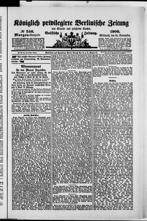 Königlich privilegirte Berlinische Zeitung von Staats- und gelehrten Sachen on Nov 21, 1906