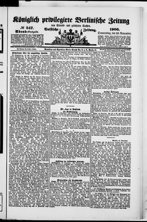 Königlich privilegirte Berlinische Zeitung von Staats- und gelehrten Sachen vom 22.11.1906