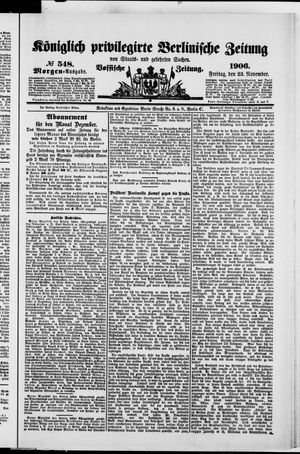 Königlich privilegirte Berlinische Zeitung von Staats- und gelehrten Sachen vom 23.11.1906