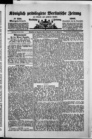 Königlich privilegirte Berlinische Zeitung von Staats- und gelehrten Sachen vom 24.11.1906