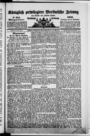 Königlich privilegirte Berlinische Zeitung von Staats- und gelehrten Sachen vom 27.11.1906