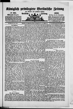 Königlich privilegirte Berlinische Zeitung von Staats- und gelehrten Sachen vom 30.11.1906