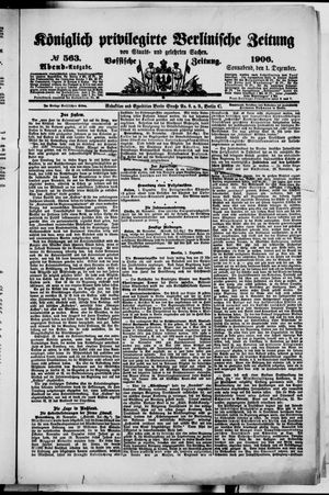Königlich privilegirte Berlinische Zeitung von Staats- und gelehrten Sachen on Dec 1, 1906