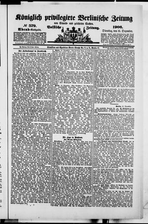 Königlich privilegirte Berlinische Zeitung von Staats- und gelehrten Sachen on Dec 11, 1906