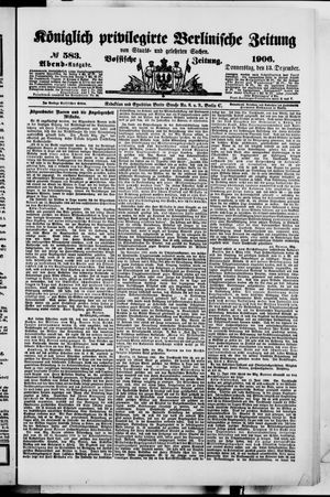 Königlich privilegirte Berlinische Zeitung von Staats- und gelehrten Sachen vom 13.12.1906