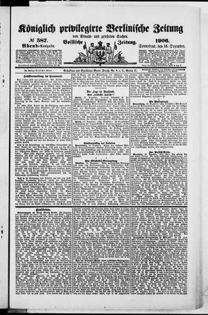Königlich privilegirte Berlinische Zeitung von Staats- und gelehrten Sachen on Dec 15, 1906