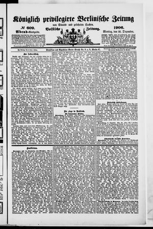 Königlich privilegirte Berlinische Zeitung von Staats- und gelehrten Sachen vom 31.12.1906