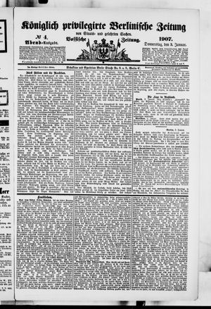 Königlich privilegirte Berlinische Zeitung von Staats- und gelehrten Sachen vom 03.01.1907