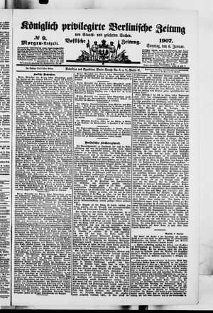 Königlich privilegirte Berlinische Zeitung von Staats- und gelehrten Sachen vom 06.01.1907