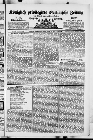 Königlich privilegirte Berlinische Zeitung von Staats- und gelehrten Sachen vom 07.01.1907