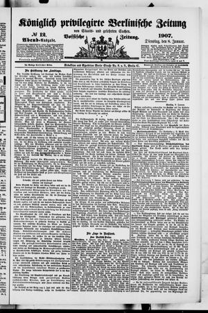 Königlich privilegirte Berlinische Zeitung von Staats- und gelehrten Sachen vom 08.01.1907