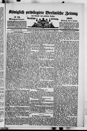 Königlich privilegirte Berlinische Zeitung von Staats- und gelehrten Sachen vom 09.01.1907