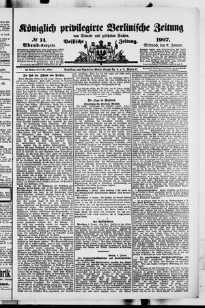 Königlich privilegirte Berlinische Zeitung von Staats- und gelehrten Sachen vom 09.01.1907
