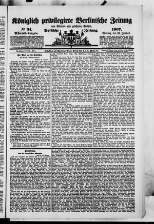 Königlich privilegirte Berlinische Zeitung von Staats- und gelehrten Sachen vom 21.01.1907