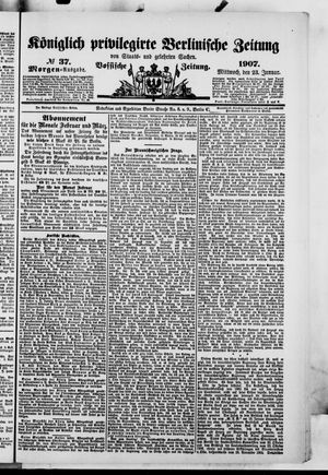 Königlich privilegirte Berlinische Zeitung von Staats- und gelehrten Sachen vom 23.01.1907