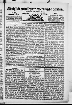 Königlich privilegirte Berlinische Zeitung von Staats- und gelehrten Sachen on Jan 25, 1907