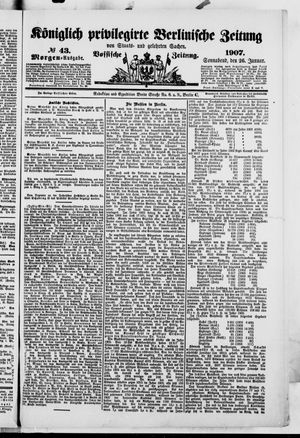 Königlich privilegirte Berlinische Zeitung von Staats- und gelehrten Sachen vom 26.01.1907