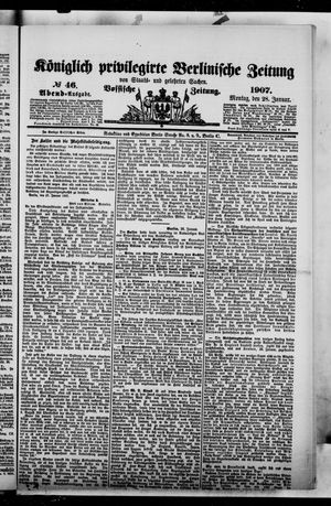 Königlich privilegirte Berlinische Zeitung von Staats- und gelehrten Sachen on Jan 28, 1907