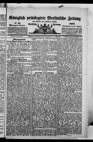 Königlich privilegirte Berlinische Zeitung von Staats- und gelehrten Sachen vom 31.01.1907