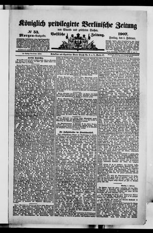 Königlich privilegirte Berlinische Zeitung von Staats- und gelehrten Sachen on Feb 1, 1907