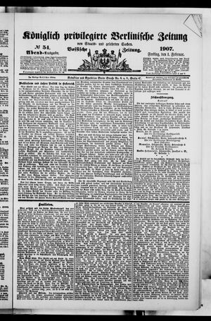 Königlich privilegirte Berlinische Zeitung von Staats- und gelehrten Sachen on Feb 1, 1907