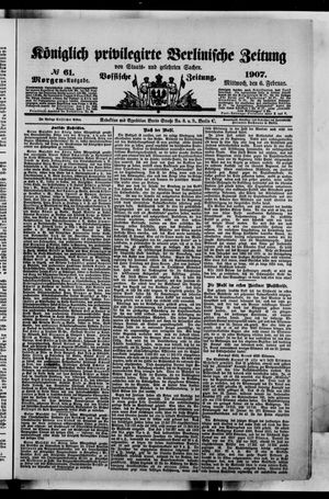 Königlich privilegirte Berlinische Zeitung von Staats- und gelehrten Sachen on Feb 6, 1907