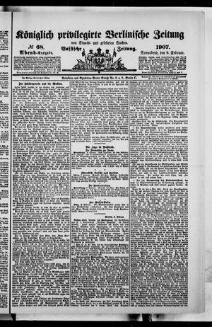 Königlich privilegirte Berlinische Zeitung von Staats- und gelehrten Sachen vom 09.02.1907