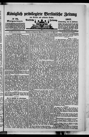 Königlich privilegirte Berlinische Zeitung von Staats- und gelehrten Sachen vom 14.02.1907