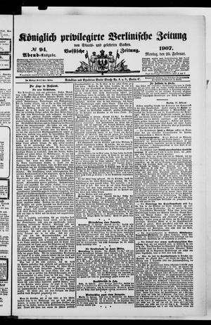 Königlich privilegirte Berlinische Zeitung von Staats- und gelehrten Sachen vom 25.02.1907