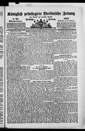 Königlich privilegirte Berlinische Zeitung von Staats- und gelehrten Sachen vom 27.02.1907