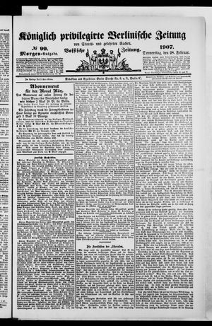 Königlich privilegirte Berlinische Zeitung von Staats- und gelehrten Sachen vom 28.02.1907