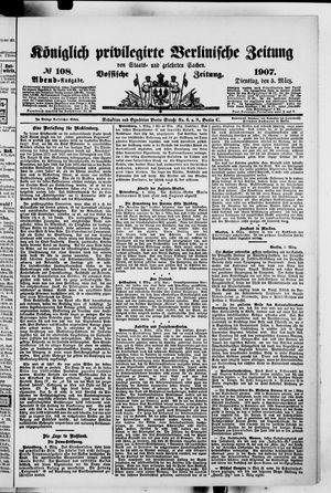 Königlich privilegirte Berlinische Zeitung von Staats- und gelehrten Sachen vom 05.03.1907