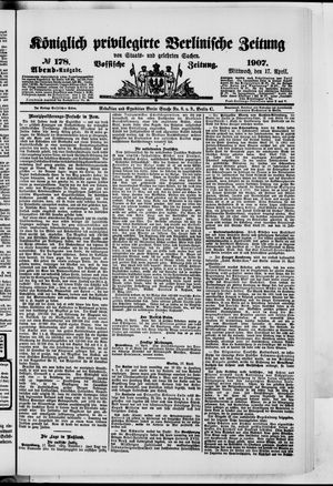 Königlich privilegirte Berlinische Zeitung von Staats- und gelehrten Sachen vom 17.04.1907