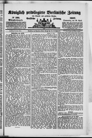 Königlich privilegirte Berlinische Zeitung von Staats- und gelehrten Sachen on Apr 25, 1907
