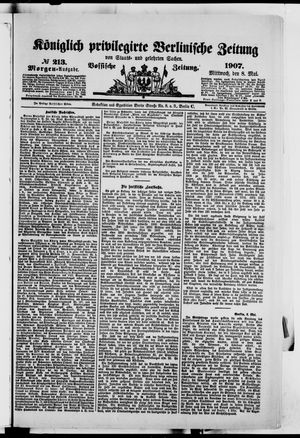 Königlich privilegirte Berlinische Zeitung von Staats- und gelehrten Sachen vom 08.05.1907