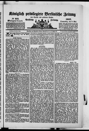 Königlich privilegirte Berlinische Zeitung von Staats- und gelehrten Sachen vom 09.05.1907